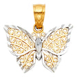 14K Two-Tone Gold Petite Filigree Butterfly Pendant