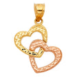 14K Two-Tone Gold Interlocking Double Heart Pendant