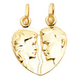 14K Yellow Gold Breakable Couple-Profile Heart Pendant
