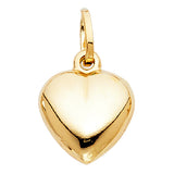 14K Gold Hollow Puff Heart Pendant