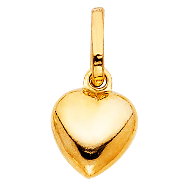 14K Gold Hollow Puff Heart Pendant