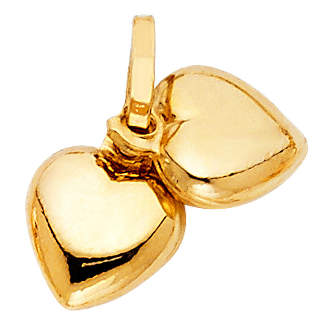 14K Gold Hollow Puff Heart Pendant