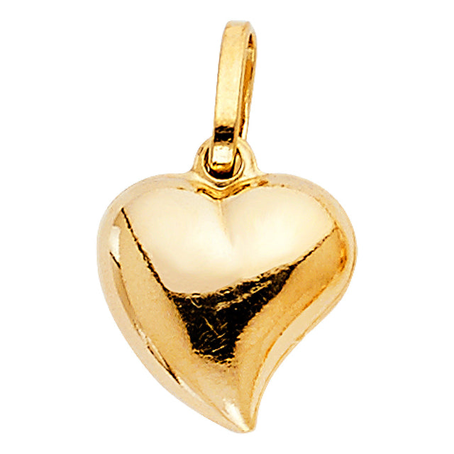 14K Gold Hollow Puff Heart Pendant