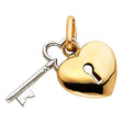 14K Two-Tone Gold Key and Heart Lock Pendant