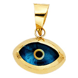 14K Yellow Gold Oval Enamel Evil Eye Pendant