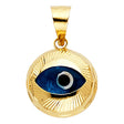 14K Yellow Gold Eye-Shaped Sunburst Enamel Evil Eye Pendant