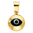 14K Yellow Gold Beaded-Edge Round Enamel Evil Eye Pendant