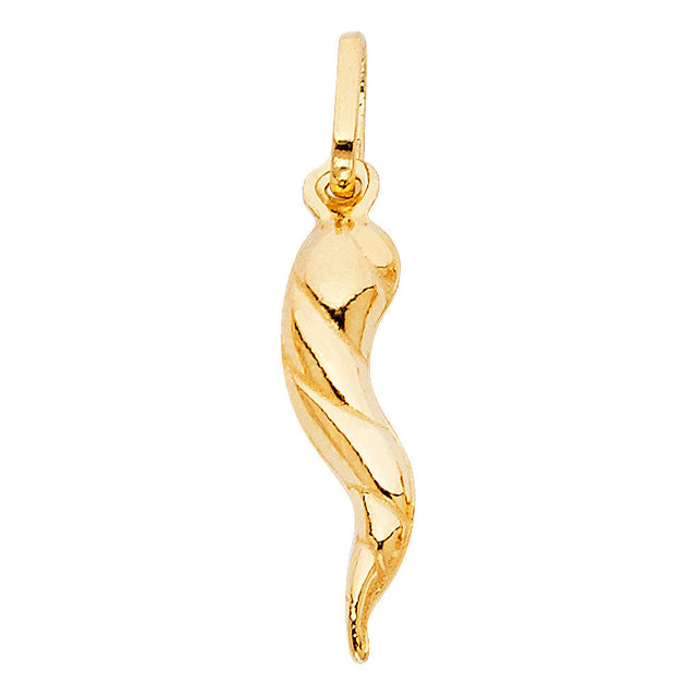 14K Yellow Gold Italian Horn Pendant — Medium