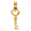 14K Yellow Gold Small Heart-Bow Key Pendant