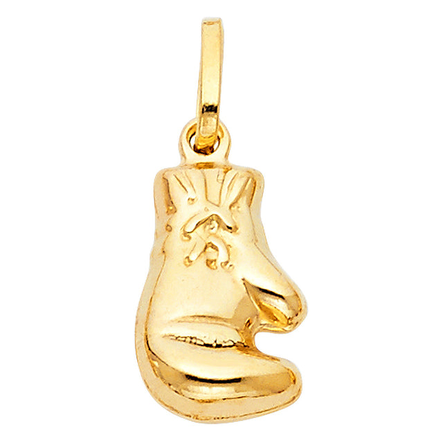 14K Yellow Gold Boxing Glove Pendant on White Background