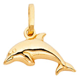 14K Yellow Gold Hollow Leaping Dolphin Pendant