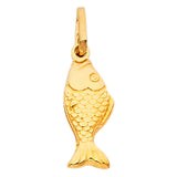 14K Yellow Gold Hollow Fish Pendant