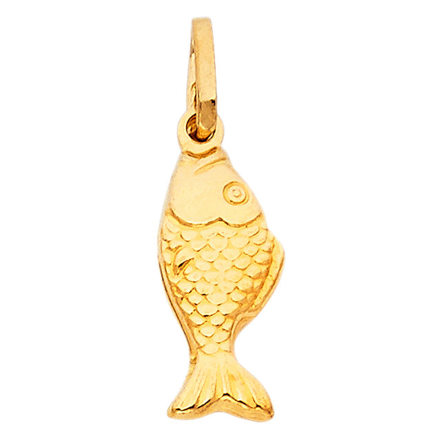 14K Yellow Gold Hollow Fish Pendant