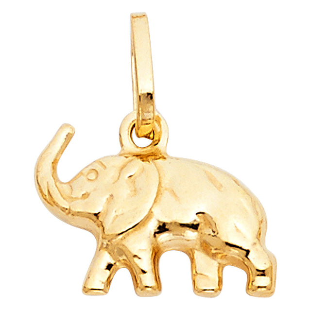 14K Yellow Gold Elephant Pendant — Medium