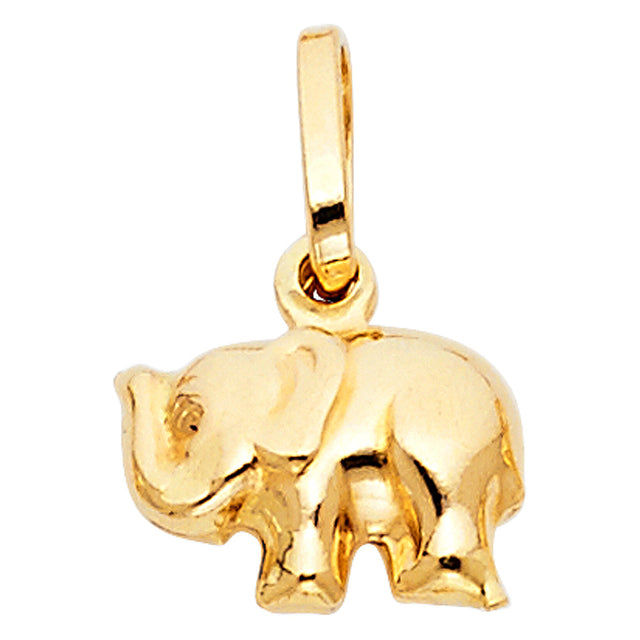 14K Yellow Gold Elephant Pendant — Small