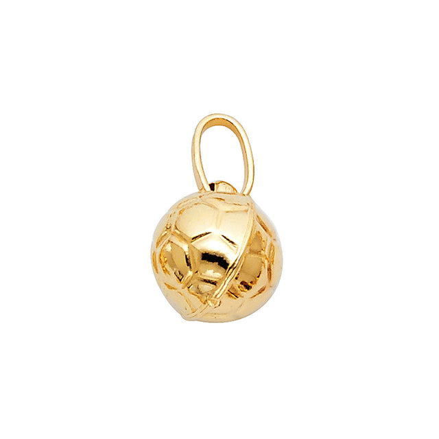 14K Yellow Gold Soccer Ball Pendant on White Background