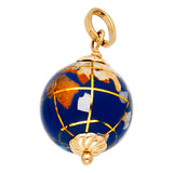 14K Yellow Gold Enamel Globe Pendant on White Background