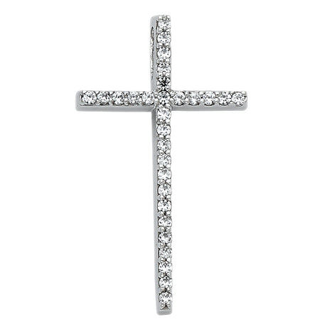 14K White Gold CZ Cross Pendant