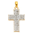 14K Two-Tone Gold CZ Cross Pendant
