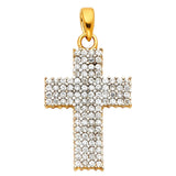 14K Two-Tone Gold CZ Cross Pendant