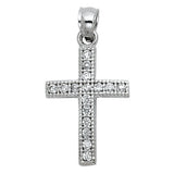 14K White Gold CZ Cross Pendant