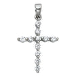 14K White Gold CZ Cross Pendant
