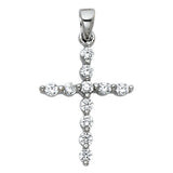 14K White Gold CZ Cross Pendant