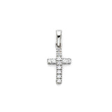 14K White Gold Single-Row Cross Pendant — Small