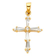 14K Yellow Gold CZ Cross Pendant