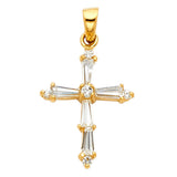 14K Yellow Gold CZ Cross Pendant