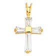 14K Yellow Gold CZ Cross Pendant