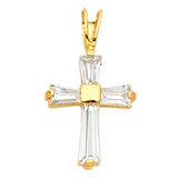 14K Yellow Gold CZ Cross Pendant