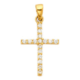 14K Yellow Gold Single-Row Cross Pendant — Medium