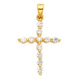 14K Gold Claw-Set Cross Pendant — Yellow