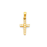14K Yellow Gold Single-Row Cross Pendant — Small