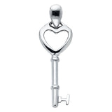 14K White Gold Heart-Bow Key Pendant on White Background