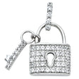 14K White Gold Stone-Accented Padlock Pendant on White Background