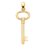 14K Gold Oval-Bow Key Pendant on White Background