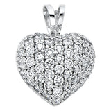 14K White Gold Full-Pave CZ Puff Heart Pendant