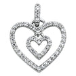 14K White Gold CZ Double Open Heart Pendant