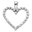 14K White Gold CZ Open Heart Pendant