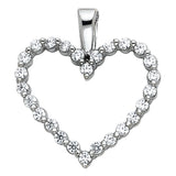 14K White Gold CZ Open Heart Pendant