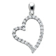 14K White Gold CZ Open Heart (Petite) Pendant