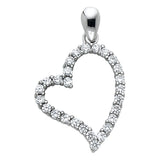 14K White Gold CZ Open Heart (Petite) Pendant