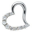 14K White Gold CZ Half-Pave Sideways Heart Pendant