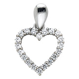 14K White Gold CZ Open Heart (Symmetric) Pendant