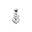 14K White Gold CZ Double Heart (Petite) Pendant