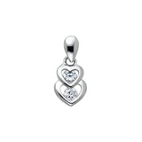 14K White Gold CZ Double Heart (Petite) Pendant