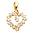 14K Yellow Gold Heart with Infinity Swirl and CZ Halo Pendant