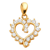 14K Yellow Gold Heart with Infinity Swirl and CZ Halo Pendant